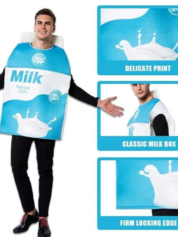 Milk Knitted Fabric Cosplay In Stock Wholesale Fabric Cosplay In Stock Wholesale New Halloween Cosplay Costume Milk Bar Party Stage Performance Food Outfit