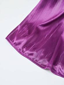 2-Pack Sexy V-Neck Short-Sleeved Pajamas, Spring And Summer Women's Pajamas, Women's Lingerie Sleepwear, Lace Trim, Semi-Transparent Polyester Fiber - Light Purple And Pink, Ruffled, Machine Washable - Tím đậm + Xanh hoàng gia - Xem 10