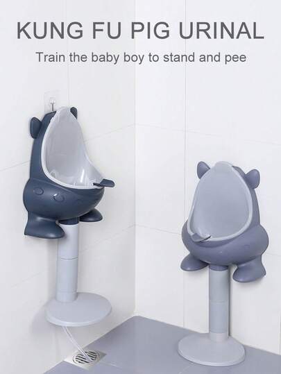 1pc Toddler Standing Urinal/Cartoon Wall-Mounted Urinal/Baby Urinal/Material: PP Height Adjustable, Suitable For Babies Of All Ages Wall-Mountable/Stand-Up/Separable Trough For Easy Cleaning Free Gifts: 1 Cleaning Brush/1 Water Stopper/1 Suction Cup/1 Hook/1 Water Pipe (Free Gift Color Random)