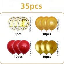 1 pieza/35 piezas/92 piezas Set de globos de látex mate rojos, dorados, amarillos, dorados brillantes de 5 pulgadas/10 pulgadas/12 pulgadas, adecuados para decoración de bodas, Navidad, compromiso, Año Nuevo, fiesta de cumpleaños, ducha nupcial, San Valentín, aniversario