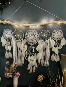 5pcs Handmade Dream Catcher With Feathers Wall Hanging Set - Multifunctional Home And Sofa Decor Crafts, Fashionable Home Wind Chime Dream Catcher Ornaments For Home, Wedding, Room Decor (Feathers Are Artificial) - Five-piece Set - View 17