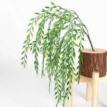 Artificial Willow, Plastic Plants Greenery Leaves Hanging Vine Faux Ivy Home Indoor Outdoor Garden Door Wall Basket Planter Filler Wedding Party Decoration Resistant - 4 Pack - 柳木/4件 - 查看 4