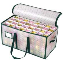 1Piece,Christmas Ornament Storage Box - Stores 128 Ornaments With 2 Sided Zipper - Flexible Plastic Christmas Ornament Storage Containers - 3 Inch Cube Compartments - Multicolor - View 9