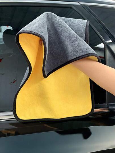 Car Cleaning Towel, Pet Towel, Thickened Car Wash Towel For Car Cleaning Cloth Water Absorption Rag Thick, Lint-Free, Effective Drying And Cleaning, 400gsm, Yellow And Gray, Super Absorbent, Scratch-Free, Lint-Free, Thick Washable Kitchen Rag, Used For Cleaning Car Windshield, Car Window, Car Center Console, Steering Wheel, Trunk, Stove, Pot, Bowl, Faucet, Kitchen, Bathroom And Furniture
