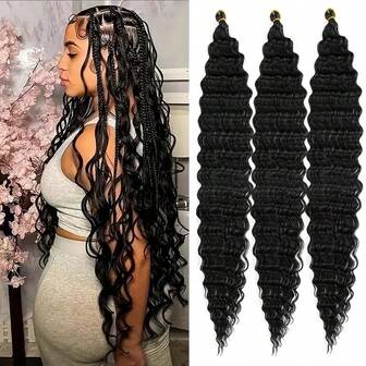 3 Piezas/Lote Cabello a granel rizado profundo estilo ola oceánica para trenzar Cabello de ganchillo para mujeres Extensión de cabello ondulado profundo