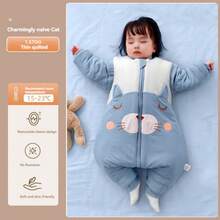 1.5tog Babe Boy Girl Thin Quilted Sleeping Bag For Four Seasons Wear Children Detachable Sleeve Split-Leg Cartoon Cat Sleepsack One Piece Bedding Sleep Sack 0-6Y - Multicolor - View 15