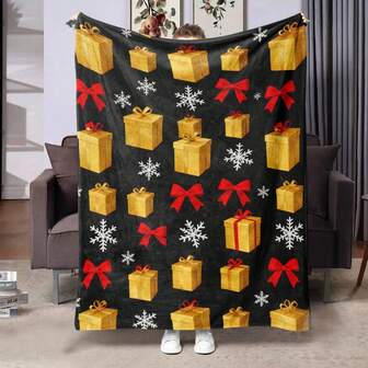 Personalized Christmas Pattern Gift Flannel Wool Blanket, Soft & Comfortable Polyester Fiber, All-Season Plain Weave, Machine Washable, With Heartwarming Message, Suitable For Birthday, Halloween, Women's Gift