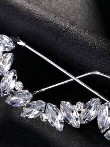 1 件闪亮银色泪珠水钻眼镜框，闪亮复古风格女士配饰