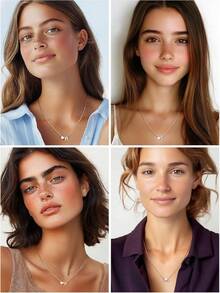 Initial Heart Necklace For Women, 925 Sterling Silver Tiny Heart Letter Necklace Siver, Gold Necklace, Come With Box2025 - 銀色 - 查看 2