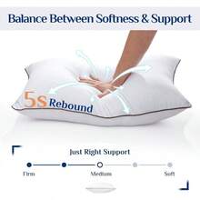 - Juego de 2 almohadas estndar para dormir de lado y espalda, juego de 2 almohadas refrescantes y de apoyo, juego de 2 almohadas de dormir de plumn alternativo coleccin Hotel - 01 - Diseño clásico + Standard (Pack of 2) - Ver 6