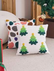 1 pieza Funda de almohada de árbol de Navidad de peluche, funda de almohada de estilo retro para decorar el sofá de la sala de estar, adecuada para cubrir sofás, camas, sillas, dormitorios, salas de estar, cabañas, patios, decoración navideña