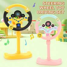 儿童方向盘玩具，带悬挂底座，模拟汽车驾驶游戏，带音乐，可旋转方向盘，趣味益智儿童方向盘玩具，绝佳的圣诞节/开学礼物（塑料材质，不含电池） - 多功能方向盤 - 查看 6