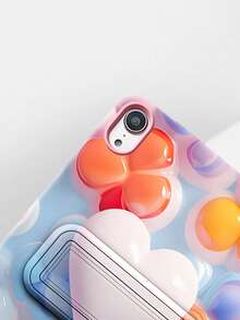 Custodia protettiva con fiori a forma di cuore colorati compatibile con Apple iPad Mini 6/7, Tab A7/A9, Pad 5/5 Pro, con texture morbida, supporto pieghevole e cover protettiva dipinta