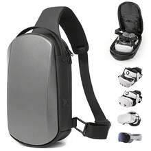 Fashion Sling Bag For Oculus Quest 2/Meta Quest 3/Quest 3S, Hard Travel Carrying Case With Large Storage & Charging Cable Slot, Thickened Lining Crossbody Shoulder Backpack For VR Headset & Controllers, Crossbody Sling Bag For Travel - Grey - View 7