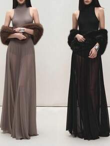 1 件长款蓬松围巾适合秋冬季、日常穿着、婚礼/新娘礼服搭配、派对、宴会、优雅奢华的女士温暖毛绒披肩礼物