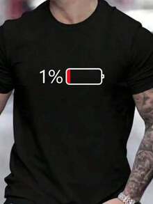 Camisa 1% estampada gola redonda 100% algodão moda verão lançamento , moda casual masculina - Preto - Visão 3