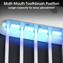 智能紫外线牙刷消毒器支架及4槽牙刷架，触屏式壁挂牙刷架带牙膏分配器，USB/太阳能充电式牙刷消毒器，浴室牙刷消毒器，无需钻孔 - 彩色 - 查看 12