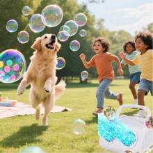 Automatic Bubble Blower Machine - High Capacity Electric Bubble Maker With 2 Fans, 20,000+ Bubbles Per Minute, For Kids & Adults, Dual Power (Battery & Plug-In), Ideal For Parties & Outdoor Play - 黑色 - 查看 5