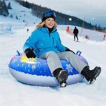 Inflatable Snow Tube - Heavy Duty PVC Foldable Winter Water Sled, Blue/Black/Green/Pink/White, With Air Compatible Design - Snow Tubing, Ski Resort Fun, Christmas & New Year Gift - Multicolor - View 2