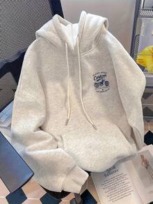 Women's Lightweight Loose Korean Style Hooded Sweatshirt Jacket, Soft Casual Pullover For Spring & Autumn (Machine Washable) - Minimalist Fashion, Outerwear, Design, Stylish Coat, Essential For Women