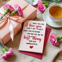 1 pieza Tarjeta de felicitación con estilo de carta de amor manuscrita, mensaje romántico y sincero, ideal para el Día de San Valentín/Aniversario, incluye sobre y pegatina