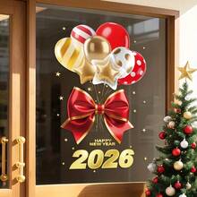 1pc 2026 Happy New Year Colorful Balloon Window Sticker, Removable Static Cling Decal, Suitable For Home, Store, Mall, Bar New Year Decoration - Multicolor - View 4