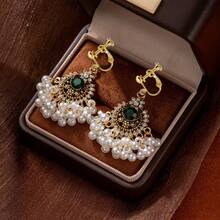 Vintage Bohemian Pearl Earrings Ear Hook Ear Clips Women's Fashion Exaggerated  Court Earrings - kẹp tai - Xem 8