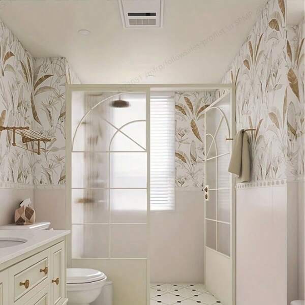 Thick Beige Bird Flower Self-Adhesive Wallpaper Roll -17.3 "X 118.11", Waterproof, Easy To Peel And Stick, Suitable For Living Room, Kitchen, Bedroom, Dormitory Decoration - Washable Home Decoration Wallpaper Wall Paper Wall Stickers Wall Decor Room Decor Bedroom Decor