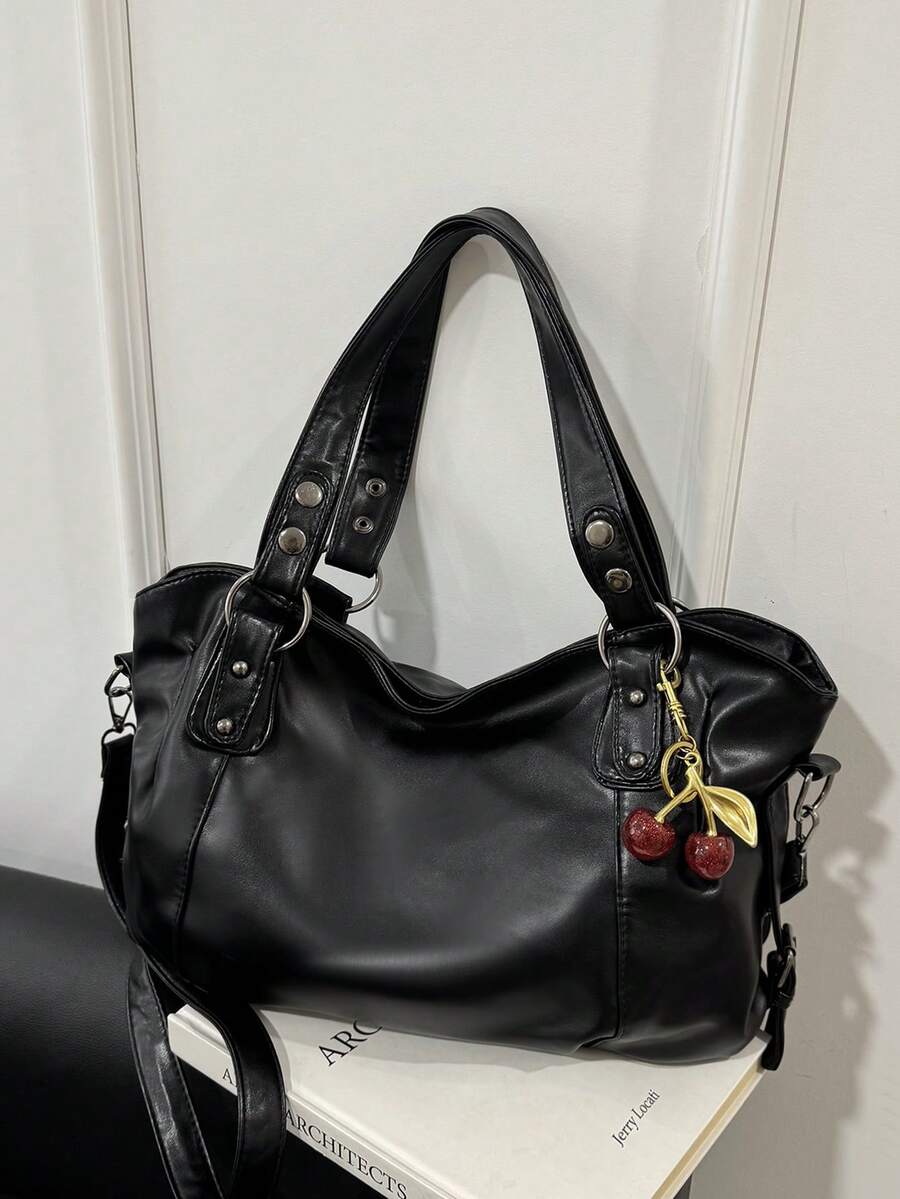 Bolso de hombro tipo tote con detalles de tachuelas, casual y ligero, perfecto para trabajadores de oficina, maestros, adolescentes, mujeres y estudiantes universitarios. Ideal para la oficina, el trabajo, los negocios y los desplazamientos al colegio.