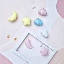 1 pieza Tirador de cajón de cerámica, color macaron, con forma de nube, estrella y luna, adecuado para cocina, gabinete, dormitorio, armario, baño, tocador, muebles - Multicolor - Ver 2
