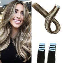 10pcs Women'S Tape-In Hair Extensions, 24 Inch Straight Synthetic Hair Extensions, Seamless & Invisible For All Hair Types 10Pcs/Pack 35g - Multicolor - View 19