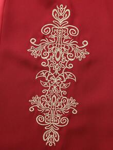 Dashiki African Men Suit Long Sleeve Embroidered Crew Neck Shirt And Casual Pants 2 Pieces Set Kaftan Festive Wedding Party Traditional Clothing For Men - Red - View 7