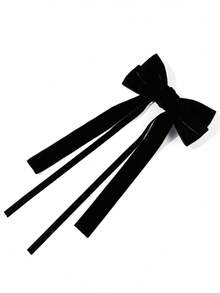 1pc Women's Velvet Ribbon Solid Color Bow Hair Clip, Suitable For Daily Wear