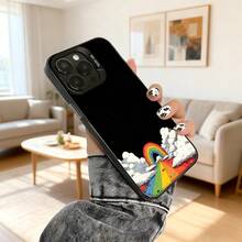 Rainbow And Clouds Phone Cover, Black, Rainbow Road Print With White Clouds And Starry Sky, Ideal For Daily Use And Youth Style Going Out With Fashionable Phones - Black - View 5
