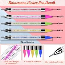 5 Pack Dotting Pen, Dual - Ended Gems Crystals Studs Wax Pencil Picker Tools Pens Nail Art Decoration, Painting
