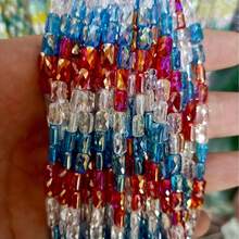 Environ 62 pièces de perles en cristal facetté de couleur mixte de 4x7 mm, matériaux de fabrication de bijoux DIY pour bracelets, colliers et accessoires