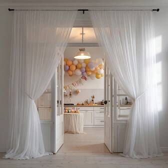 2/4pcs White/Black Semi-Sheer Curtain Panels - Rod Pocket Design, Modern Minimalist Solid Color Suitable For Living Room, Bedroom And Modern Home Decor, Can Be Hung On Bay Windows, Balconies And Doorways