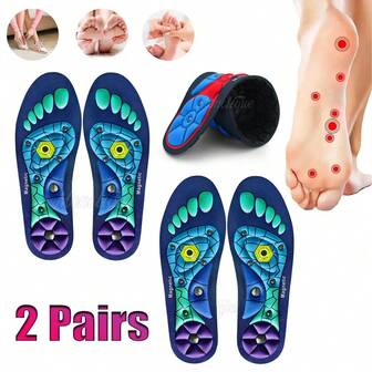 2 pares de plantillas de acupresión, plantillas de masaje de pies, plantillas de soporte de arco, plantillas cómodas para caminar, personalizables para todo tipo de zapatos, accesorios de plantillas unisex adecuados para deportes, caminar, correr, fitness, yoga, etc.