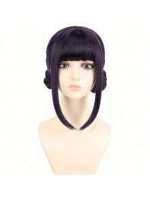 33 Inches Long Purple Braid Anime Costume Wig – High Temperature Heat Resistant Silk Fiber – Natural Looking Costume Wig For Halloween Party, Cosplay (Small Size) - 黑色紫色 - 查看 6