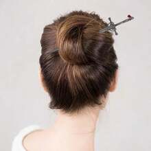 MX  6 PCS Ancient Style Sword Hair Chopsticks Retro Metal Hair Sticks Chinese Style Sword Hair Stick Hair Bun Long Hair Classic Vintagewith Tassels For Hair Accessories For Women Girl Gold Silver Black - 銀色金色黑色 - 查看 5