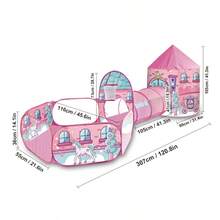 公主童话玩具城堡帐篷，球坑 - 游戏帐篷 - 游戏隧道，粉色独角兽，可折叠儿童角色扮演玩具，便携式户外游戏屋，男孩和女孩的理想节日和圣诞节礼物，不含球 - 彩色 - 查看 9
