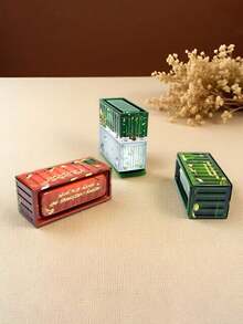 Christmas Rectangular Mini Tin Box, Mini Container Desktop Ornament, Christmas Candy Storage Box, Holiday Gift Packaging, Vintage Industrial-Style Christmas Decorative Ornament