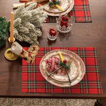 1 peça de caminho de mesa com decoração de Natal, jogos americanos xadrez xadrez de Natal, toalhas de mesa xadrez laváveis e resistentes a xadrez, perfeitas para decoração de cozinha e casa, decorações de mesa de Natal para ambientes internos - Multicolorido - Ver 9