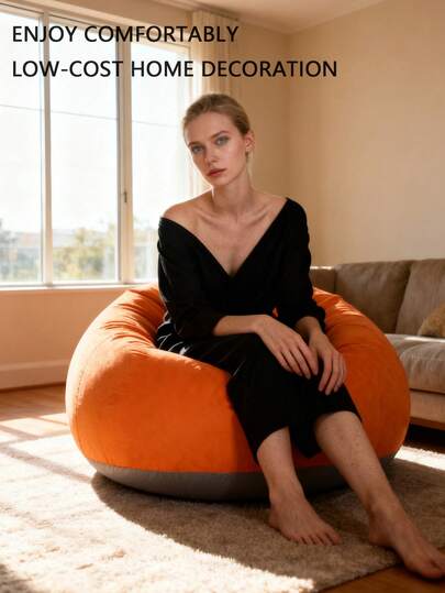 1pc Inflatable Bean Bag Chair - Portable Foldable Single-SeateSlouchyzy Sofa With Plush Fleece, No Assembly Required, Mixed Color For Indoor/Outdoor Use, Camping And Home Relaxation, Inflatable Furniture, Indoor Relaxation, Modern Decor, Plastic, Inflatable Camping Sofa, Inflatable Chair, Inflatable Bed, Air Sofa, Inflatable Armchair/Cinema Chair, Room Compressed Foam Armchair, Soft Armchair, Living Room Armchair,Slouchying Room Sofa, Lazy Sofa, Sofa, Bean Bag