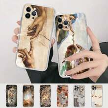 Fresh Michelangelo Creation Of Adam Phone Case Cover Compatible With  14 13 12 Mini 11 Pro XS Max X XR SE 6 7 8 Plus Soft Silicone Cover, Cover Compatible With  17 Case,  17 Pro Case,  17 Pro Max Case - A8 - 查看 2