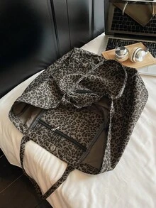 Funky Fashionable Stylish Leopard Print With Adjustable Strap Large Capacity Tote Bag, Everyday Bag, Etc. Perfect For Daily Use - Suitable For Traveling, Work Or Shopping,University, College Classroom , Commute,School, Etc. For Women, Rookies & White-Collar Workers,Girl, College Students,Young Girl - Coffee Brown - View 7