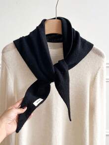 1条三角围巾，100%羊毛，女士头巾，针织围巾，多功能保暖针织围巾，适合搭配连衣裙 - 100% Wool - 查看 17