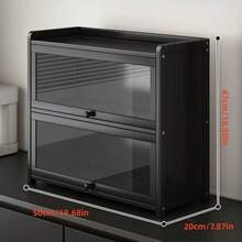 1pc Flip Cover Cup Holder Organizer, Desktop Cup Rack, Multi-Layer Storage Cabinet For Tea/Coffee Cups, Space-Saving, Easy Storage For Mugs