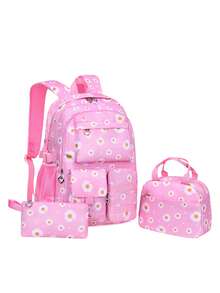 Set di zaino con stampa a margherite, adatto per scuola, pendolarismo, viaggio, design a tie-dye e fiocco di neve. Zaino, casual, unico