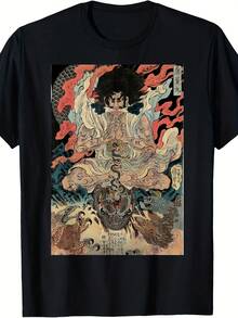 Japanese Vintage Artwork Tengu Gods Defeat The Evil Snake T-Shirt - 款式2 - 查看 1